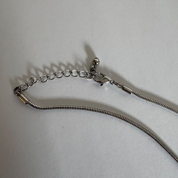 Black Double Square Pendant Necklace Silver Tone Snake Chain Minimalist Modern - Picture 7 of 8